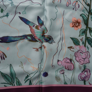 Birds of a Feather Aqua - Large Silk Scarf
