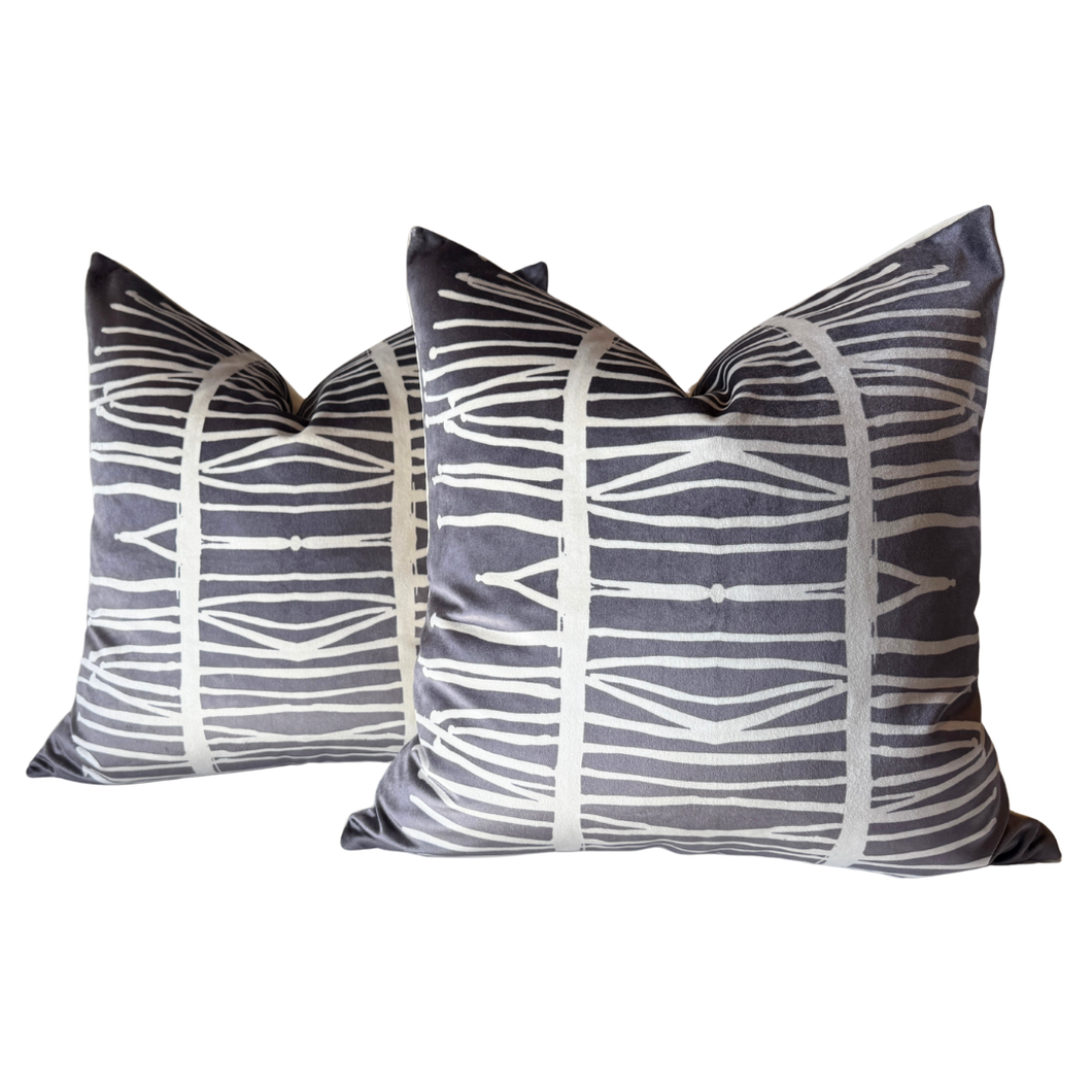 Artifact Charcoal Cream Velvet Pillow Pair