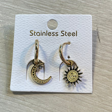 Sun Moon Gold Earrings