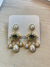 Evil Eye & Pearl Dangle Earrings