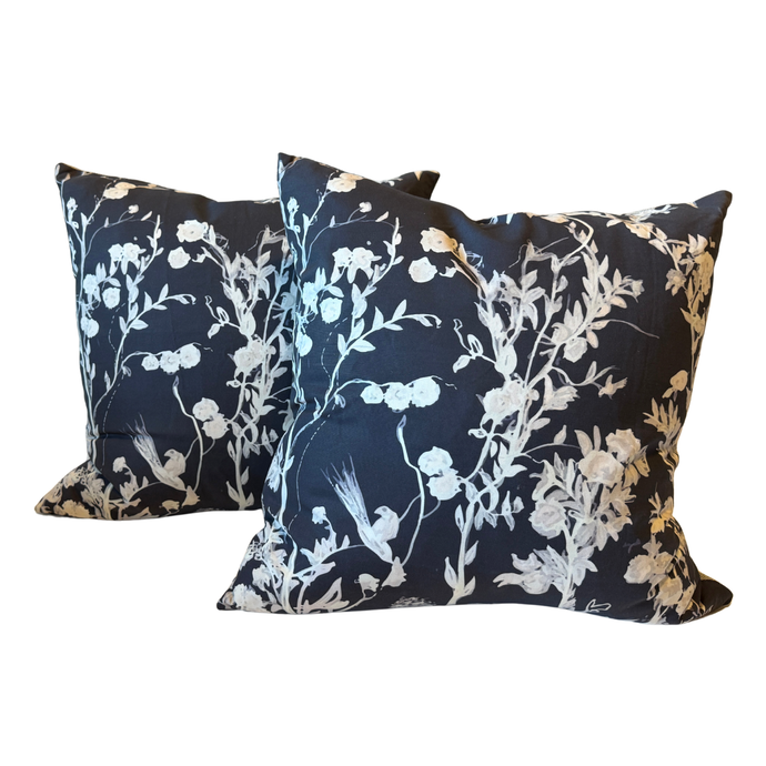 Cherry Blossoms Navy Pillow Pair