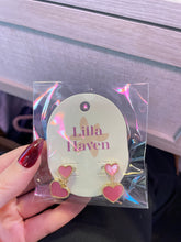 Pink Double Heart Shell Drop Earrings