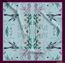 Birds of a Feather Aqua - Large Silk Scarf