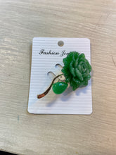 Green Peony Flower Brooch