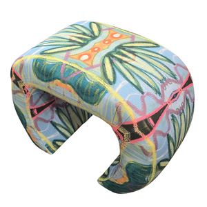 Ferns In Aqua Ottoman