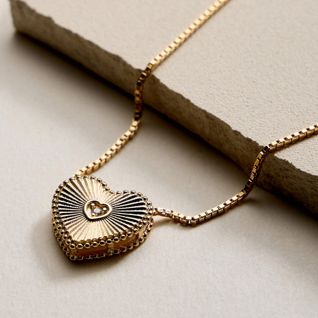 Gold Heart Locket Necklace – Windy O'Connor Art and Home