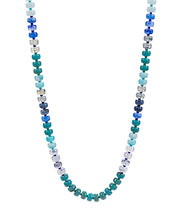 Flat Round Bead Ombre Necklace - Blue