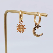 Sun Moon Gold Earrings