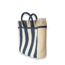 Blueberry Striped Iraca Bag