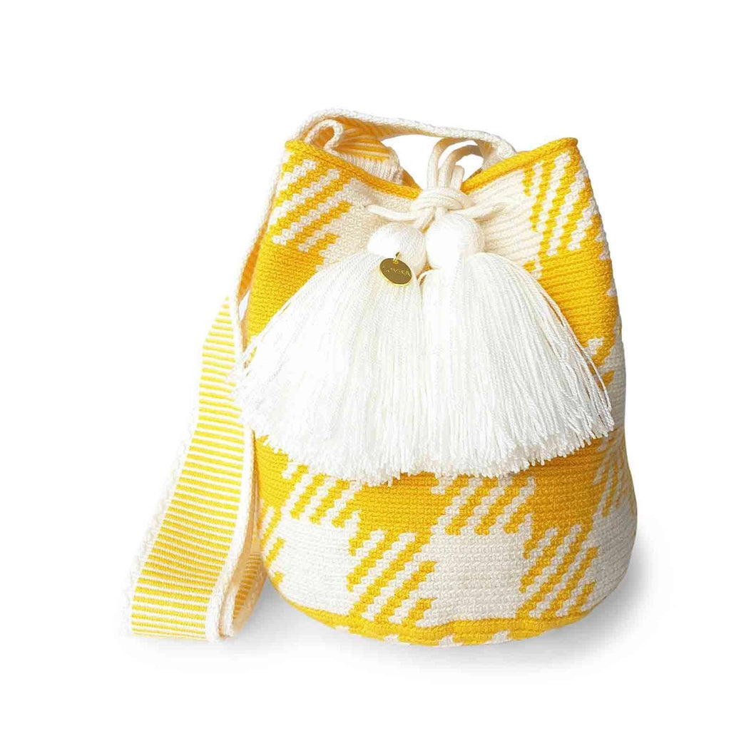 Lemon Checkered Wayuu Bag